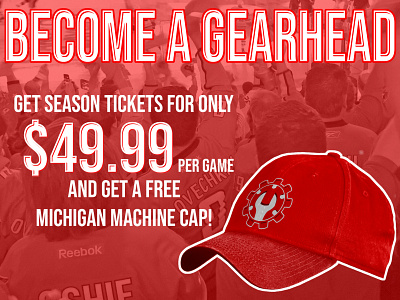 Michigan Machine GearHead Season Tickets branding cap design hat hockey illustration logo machine michigan promotion season tickets