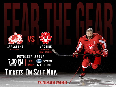 Michigan Machine Gameday branding design detroit hockey illustration logo machine michigan promotion sales splash page