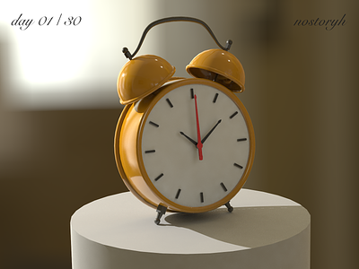 day01/30 Alarm Clock c4d design illustration ps 场景 建模 练习 黄色