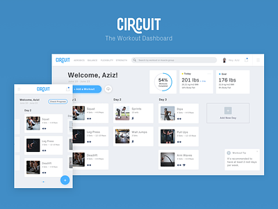 Circuit - The Workout Dashboard dashboard fitness organize product ui ui dashboard visualization workout