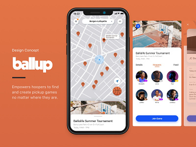 Ballup Title Intro app design basketball nba ui