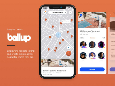 Ballup Title Intro app design basketball nba ui