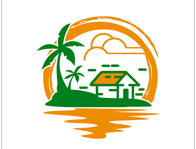 island beach flat illustration island logo sunrise sunset vector