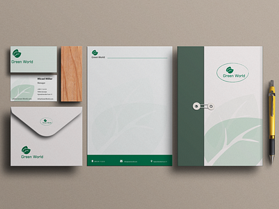 Green world branding design letterhead logo visitcard