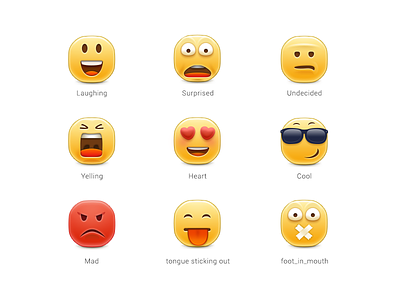 Emoji icons cool emoji heart icons laughing mad surprised tongue undecided yelling