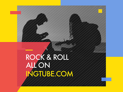 Rock&Roll blue modern music poster red rock yellow