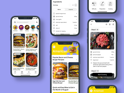 Slice - American Recipes layout branding design graphic design illustration ios app iphone product design ui ui design uiux userexperience