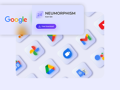 Google Neumorphism Icon Set clean download free icon glass google icon icon set neumorphism ui uiux