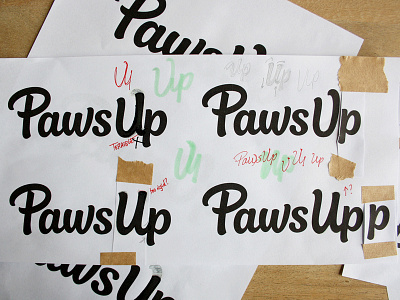 Paws Up - revised brush script custom lettering hand lettering logo design logotype process wordmark