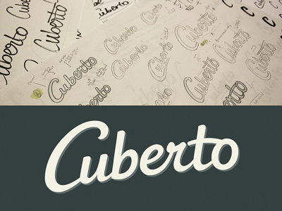 Cuberto custom type hand drawn lettering logo logo design process progress script sketch type typography wordmark