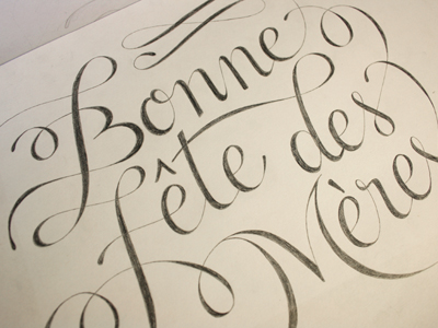 Fête des Mères card custom type elegant hand drawn illustration lettering script swashes type typography