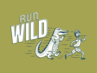 Run Wild, Real Fast. alligator art direction design handdrawn illustration handrawn icon illustration layout pennant poster print run run wild screenprint texture typography vector