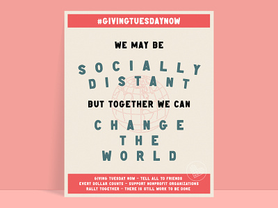 Giving Tuesday Now Poster art direction branding design donate icon illustration layout poster print retro typography vector vintage world