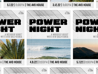 Power Night Event Poster adventure art direction branding california design event event design flyer icon layout mountain palm tree poster poster design print surf surfing type typography vector