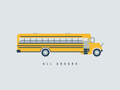 All Aboard! all aboard bus minimalism school school bus transportation vector vehicle yellow