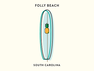 The Edge of America: Folly Beach, South Carolina art direction beach pineapple poster print surf surfboard vector