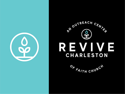 Revive Charleston Logo art direction branding charleston church icon logo non profit plant south carolina typography vector water