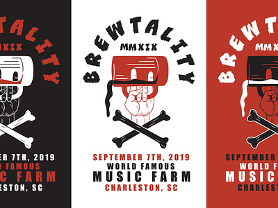 Brewtality Beer Event Poster art direction beer branding charleston crossbones event event branding event flyer hand icon illustration layout logo music pint poster print rock and roll typography vector