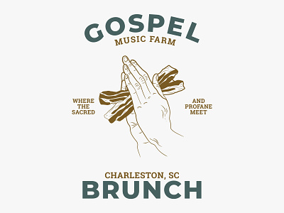 Gospel Brunch Bacon Jams! art direction bacon breakfast charleston design gospel gospel brunch hands icon illustration layout logo music pray praying praying hands print typography vector