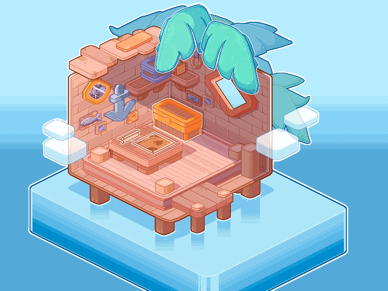 Pirate hideout design illustration pixelart typography web