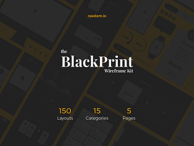 BlackPrint Wireframe Kit black blackprint design designkits mobiledesign reedom ui uidesign ux uxdesign webdesign wireframe wireframekits