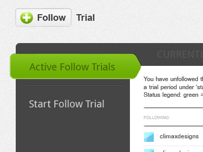 Follow trial Managment Active follow interface trial twitter ui