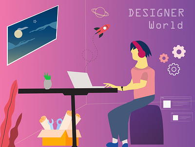 Designer World animation design designer life graphicdesign illustration life vector world