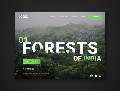 Landing page concept, Indian Forests landing page landingpage landingpagedesign sketch ui ux web web design webdesign webdesigns website website concept