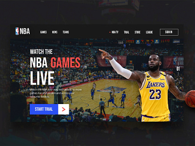 NBA Website concept for live streaming. front end development landingpage landingpagedesign ui user experience ux web design webdesign webdesigns website website concept