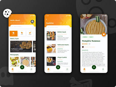 Halloween Cooking App. app application cooking food food app food application halloween recipes ui ui ux user interface