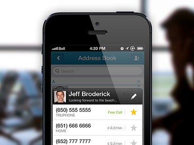 Contact Modal avatars design dialer ios iphone product design truphone
