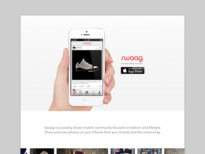 Swaag - Landing Page clean design header iphone photo training web