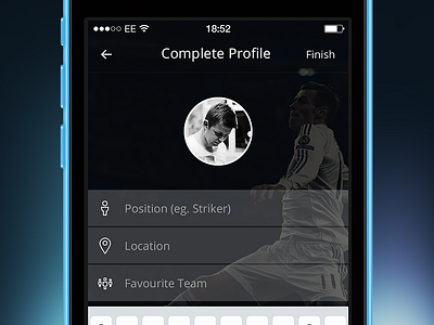 Complete Profile clean design form profile sign up soccer sports