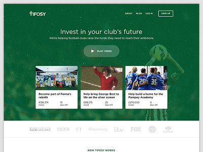 Tifosy Refresh clean design homepage ui ux web