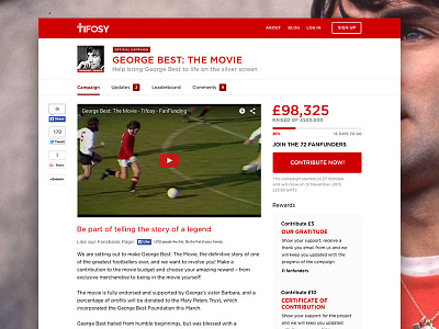 Tifosy - Campaign campaign clean fanfunding red simple ui ux video web webapp