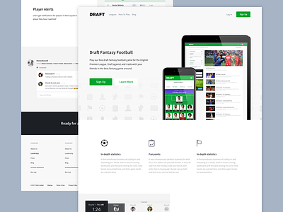 Draft.co is live! clean fantasy football soccer ui ux website whitespace