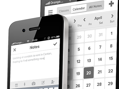 Note Creation + Calendar app clean clean ui design grey greyscale ios iphone simple ui ui design white ui