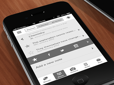 Class View - Notes app clean clean ui design grey greyscale ios iphone simple ui ui design white ui