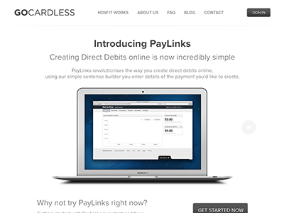 GoCardless Homepage bio clean design form gocardless interface login payments profile profile page sign up ui white