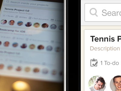 Basecamp for iPhone avatar card circles icons ios iphone profile projects ui