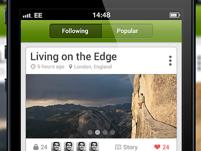 Following Screen clean green image ios iphone iphone5 list location map simple tags title white