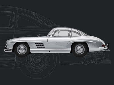 1950s Mercedes 300 SL 300 sl car drawing fast illustration mercedes sport sport car vector