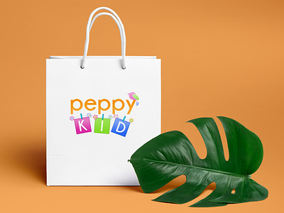 Peppy KID bag billboard bird brand design flowers identity kid logo peppy