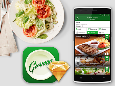 Gurman android app delicious design dish food gurman restaurant ui ux