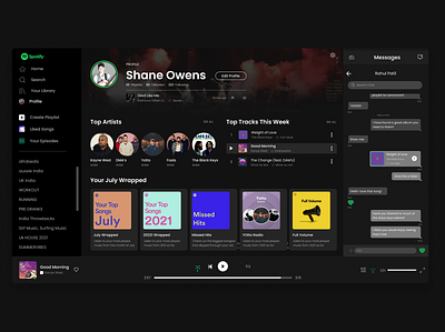 Spotify Redesign - Dark Version branding dark dashboard desktop inspiration ios music music app music player music web nav navigation redesign spotify ui uiux ux design web design website