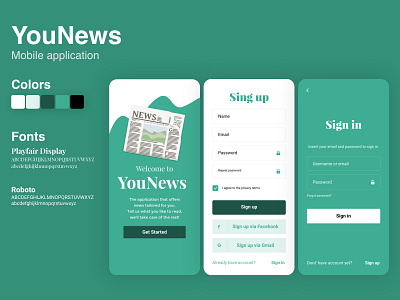 News Mobile App Design app branding design minimal sign in sign in form sign up sign up form ui ux web website