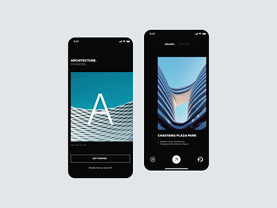 Architecture App UI: Onboarding animation app design architecture buildings discover flat fly by flyby interface iphone iphone app minimal onboarding onboarding screens screen transition sign up sign up screens transition typography typography ui