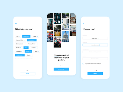 News App UI: Onboarding