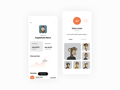 NFT Marketplace UI: Detail / Profile app design bored apes clean concept crypto cryptocurrencies cryptocurrency iphone marketplace minimal nft nfts simple swiss swiss style typography typography ui ui user interface ux