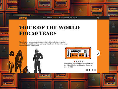 Orange Amps - Redesign 70s amps blacksabbath cabinets classic design metal music orange orangeamps redesign rock ui uidesign uiux ux vintage website